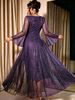 Plus-size Elegant Dress, Deep V-neck, Flared Sleeves, Fitted Waist, And Full Skirt; A Sophisticated And Elegant Long Dress Suitable For Balls And Evening Parties._ecoleips.com