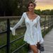 Elegant Flounce V-Neck Tie-Front Flutter Sleeve Ruffle Hem High Waist Bodycon Dress For Women Versatile Style Companion_ecoleips.com