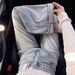 Women's Rhinestone Flared Jeans – High Waist Wide Leg Trousers With Straight Cut & Floor-Length Hem (S-2xl, Light Blue Cotton Denim)_ecoleips.com