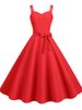 Women's Vintage 50s High Waist Summer Dress Elegant Spaghetti Strap Sundress For Evening Party Solid Color_ecoleips.com