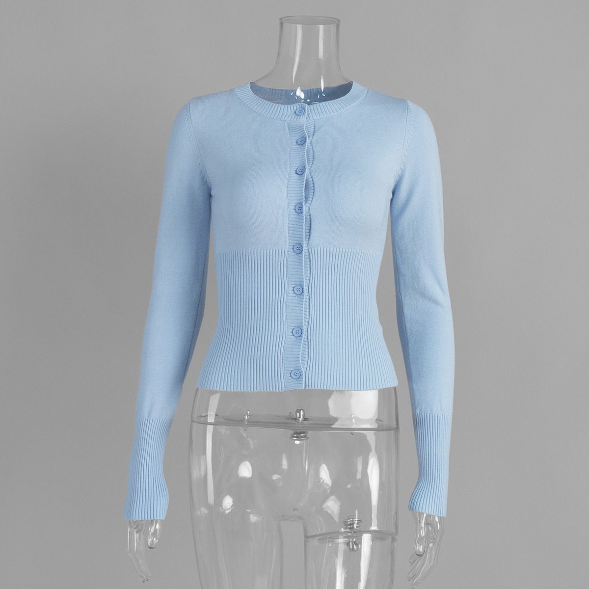 K Knitted Long Sleeved Cardigan New Slim Fit Knitted Base Sweater Cardigan For Women_ecoleips.com