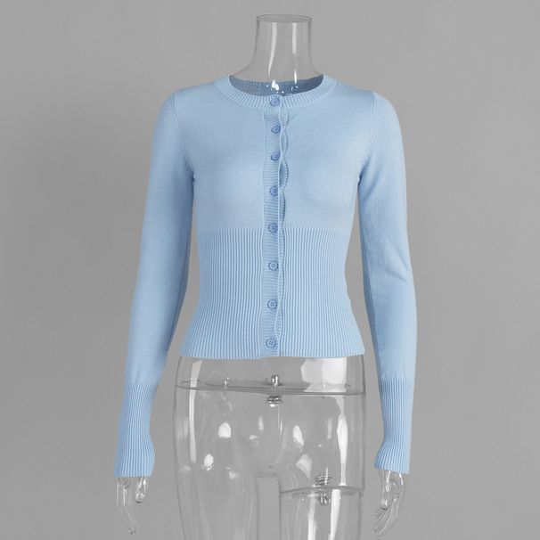 K Knitted Long Sleeved Cardigan New Slim Fit Knitted Base Sweater Cardigan For Women_ecoleips.com