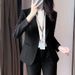 Black Women's Blazer, New Spring And Autumn Style, Suitable For Petite Individuals, Formal Interview Attire,_ecoleips.com