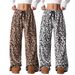 Leopard Print Wide Leg Pants for Women Casual Floor Length Straight Trousers European American Trendy Style_ecoleips.com