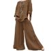 Women's Clothing Casual Loose Solid Color Cotton And Linen Shirt Long Sleeved Pants Suit Two Piece Suit_ecoleips.com
