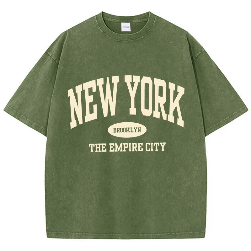 New York Brooklyn Letter Printed Washed T-Shirts Women Cotton Tops Comfortable Distressed O-Neck T Shirts Summer Womans Clothes_ecoleips.com
