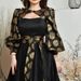 Women's Clothing Spring And Summer Women's Clothing Sexy Printed Gold Satin Ball Swing Dress Dress_ecoleips.com