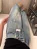 High-waisted Ripped Denim Wide-leg Pants For Women, Large-sized Autumn Design, Hip-covering And Slimming, Washed Floor-standing Straight Pants_ecoleips.com