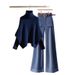 French-Inspired Cape Sweater & Trousers Set – Elegant Two-Piece Outfit For Autumn/Winter (Navy/Blue, M-3XL)_ecoleips.com