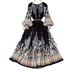 Elegant Royal-Print Maxi Dress – 3D Floral & Lantern Sleeves For Ethereal Winter Style_ecoleips.com