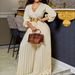 Elegant Plus Size Jumpsuit For Women - Stylish Long Sleeve One-Piece Pantsuit With Waist Cincher & Pleated Design(1XL-5XL)_ecoleips.com