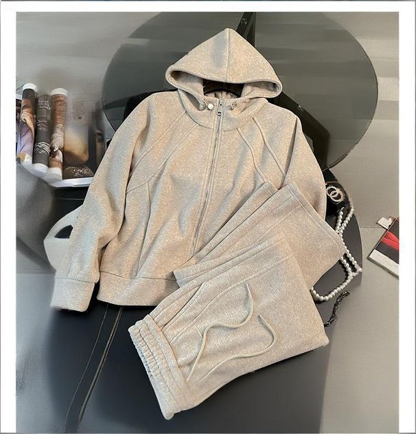 Women's Clothing Women's European Style Hooded Sweatshirt Set Fashionable Casual Sportswear With Wide Leg Pants Two Piece Youthful Autumn Outfit_ecoleips.com