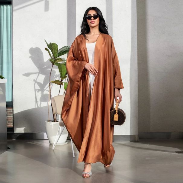 Women's Clothing Women's Solid Color Cardigan Robe Middle East Dubai Style Muslim Fashion Modest Abaya Dress_ecoleips.com