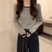 Women's Slim Fit Long Sleeve T-Shirt Base Two Tone Round Neck Short And Thin Top For Autumn Niche Design_ecoleips.com