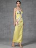 Women's Clothing Retro Bright Yellow Strapless Long Dress Three Dimensional Floral Embroidery Women's Dress Spring_ecoleips.com