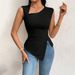 Elegant Style T-shirt - 2026 Spring/Summer New Design - Slant Collar, Slim Fit, Short Style, Solid Color Top_ecoleips.com