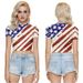 2021 New . Women's Clothing Cross-Border American Independence Day Print Slim-Fit Short-Sleeve Cropped T-Shirt_ecoleips.com
