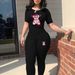 Women's Fashion Tight-Fitting T-Shirt And Pants Set Short-Sleeved Clothing Outfit For Women_ecoleips.com