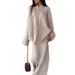 Spring Fashion Set For Women High Waisted Skirt And Loose Long Sleeved Shirt Solid Color Style Women's Clothing_ecoleips.com