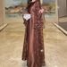 Verve LY12 Brown Muslim Women's Clothing Two Piece Set Lace Sequin Flare Sleeve Elegant Modesty Banquet Dinner Robe_ecoleips.com