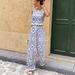 Women's Floral Print Lounge Pants Set Sleeveless Summer Comfort Two Piece Outfit Lightweight Breathable Jogger And Top_ecoleips.com