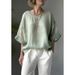 2026 Solid Color Comfortable And Casual Versatile Crew Neck Cotton And Linen Shoulder Loose Large Size Women's Clothing_ecoleips.com