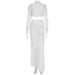 Women's Sexy Two Piece Set Sheer Long Sleeve Lace Top With Ribbon Flowing Midi Skirt Dress Set Elegant Party Evening Outfit_ecoleips.com