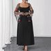 Plus Size Floral Print Mesh Maxi Dress - Elegant Square Neck Summer Long Dress For Vacation & Evening Wear_ecoleips.com