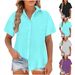 2025 Spring Summer Loose Plus Size Women's Short Sleeve Shirt_ecoleips.com