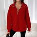 Women's Clothing Fashion Zipper Lapel Solid Color Casual Women's Sweatshirt_ecoleips.com