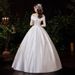 Off-Shoulder Satin Main Wedding Dress 2025 New Bride Elegant Slimming Mid-Waist Simple Court Mori Style Super Fairy_ecoleips.com