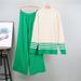 K Fashion Casual Suit For Women; Half-turtleneck Striped Sweater With Wide-leg Pants Two-piece Set_ecoleips.com