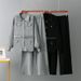 Women's Polo Collar Fashion Suit Cross Border Style Sweater Belt Cardigan Top with High Waisted Wide Leg Pants Two Piece Set for Autumn Winter_ecoleips.com