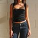 Foreign Trade 2025 Summer New Solid Color Square Neck Sleeveless Tank Ruched Tight Top T-Shirt Wholesale_ecoleips.com