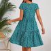 Floral Print Round Neck Short Sleeve A-Line Dress - Lightweight Polyester, Comfort Fit, Plus Size Available (Red, Navy, Blue)_ecoleips.com