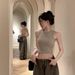 Spicy Girl Hollow Out Backless Tank Women Summer Sleeveless Tight Black Base Shirt Inner Short Top Outer Wear_ecoleips.com