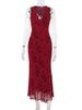 Tossy Summer Printed Deep V Long Dress Women's Fashion Floral Contrast Color Sleeveless Waist Slim New Evening Dress Long Dress_ecoleips.com