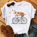 European And American Cross-border Foreign Trade Wholesale Floral Bicycle Print Round-neck Plus-size Short-sleeve_ecoleips.com