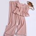 Women's Clothing Sleeveless Suit Stand Collar Lace Pleated Top Tea Style Outfit Elastic Waist Wide Leg Pants Two Piece Suit_ecoleips.com