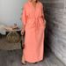Spring 2026 Women's Casual Long Dress European American Style Tie Waist Slit Solid Color Everyday Fashion_ecoleips.com