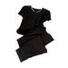 Women’s Clothing Casual Sports Suit In Summer, Contrasting Color Stitching, Round Neck Short Sleeved Top, Wide Leg Trousers, Two Piece Suit, Slim Fit_ecoleips.com