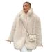 Women's Clothing Luxury Faux Fur Coat Winter Long Coat With Notched Lapel, Thick Warm Elegant Trench Coat, Street Style Outerwear For Fall And Winter_ecoleips.com