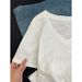 High-end White T-shirt Women's Spring Summer V-neck Bamboo Cotton Short-sleeved Thin Casual Inner Bottoming Shirt Korean Version Top_ecoleips.com