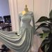 European And American Style Women's Long Dress with Long Sleeves Pleated Asymmetrical Neckline Elegant Sweet Design_ecoleips.com
