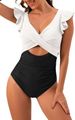 Verve 2024 New Conservative One-Piece For Women With Ruffle Cross Hollow Bikini Swimsuit_ecoleips.com
