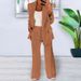 Women's Clothing Stylish Solid Color Slim Blazer Jacket Pants Suit Set - Office Elegance & Casual Chic (Khaki, Grey, Blue, Beige, Pink, Black, Navy)_ecoleips.com