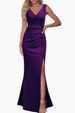 Women's Clothing V Neck Slit Evening Dress Cocktail Long Dress_ecoleips.com