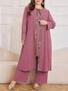 Modest Evening Dress Women's Middle Eastern Traditional Attire Solid Color Sequined Long Sleeved Top With Loose Fitting Trousers Casual Muslim Suit_ecoleips.com