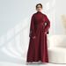 Modest Abaya Dress Elegant Butterfly Sleeve Rhinestone Dress For Women - V-Neck Flowy Midi Dress With Bow Cuffs For Casual & Office Wear_ecoleips.com