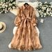 Palace Style Dress For Women New Heavy Industry Embroidery Hollow Flower Breasted Slim Mid Length Puff Sleeve Dress_ecoleips.com